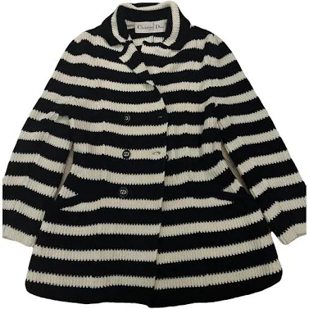 Dior Black White Striped Cotton Knit Jacket Size 34 FR