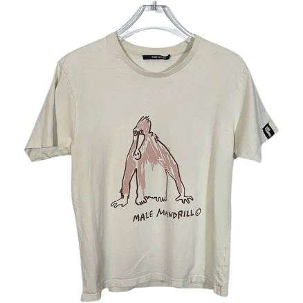 Rome Pays Off Mens Cream Relaxed Fit Short Sleeve Tee With Line Art