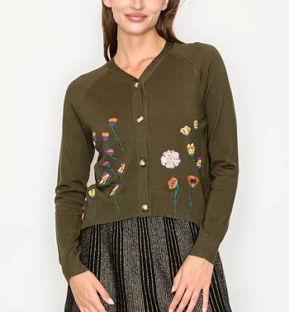 Floral Embroidery Knit Cardigan