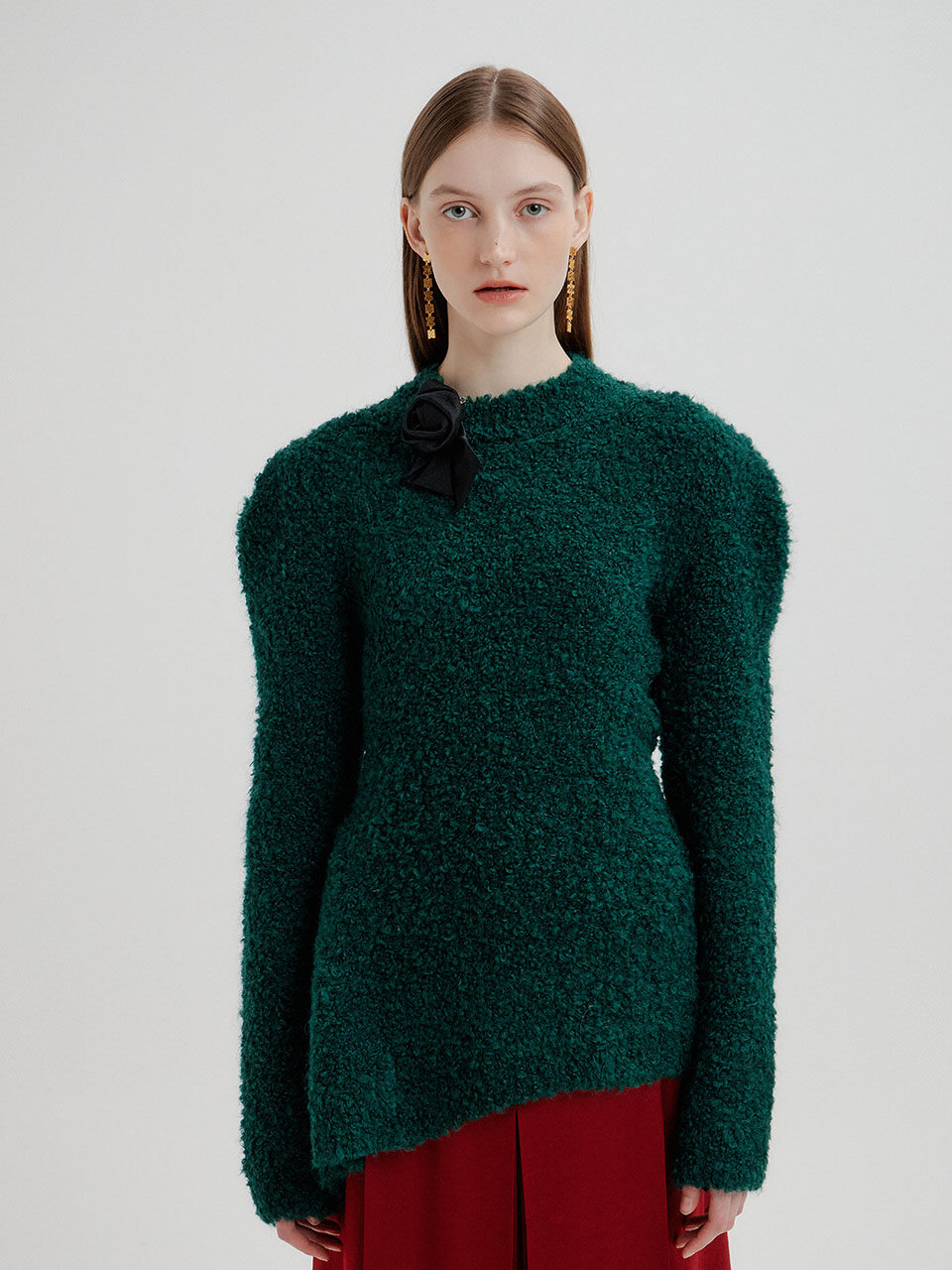 THYME Asymmetric Knit Pullover (Green)