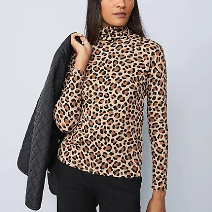 Ann Taylor Women's Weekend Animal Print Turtleneck Top