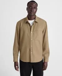 Twill Button-Up Shirt in Wool Blend
