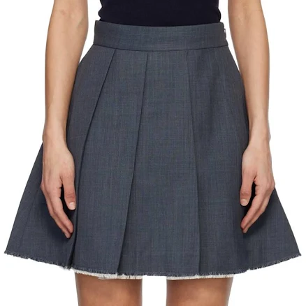 Pleated Raw Hem Miniskirt