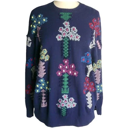 Barrie Cashmere Embroidered Crew Neck Sweater
