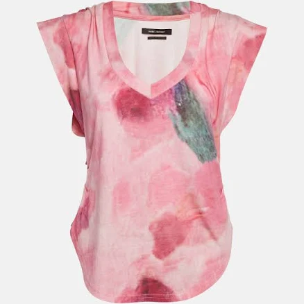 Isabel Marant Women's Floral Print Jersey V-Neck T-Shirt