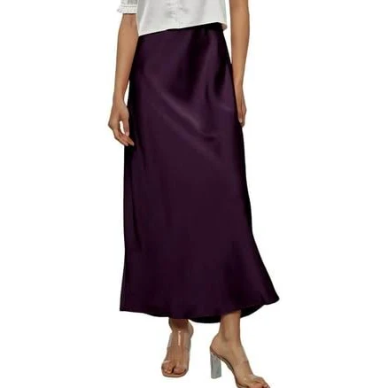 Kddylitq Women's Satin Maxi Skirt Silk High Waisted Skirts a Line Casual Skirt Work Long Skirts
