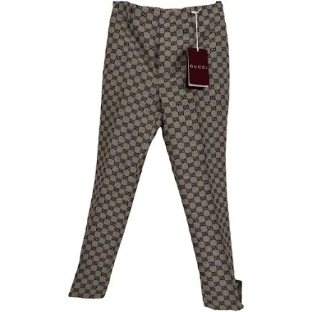 GUCCI Beige GG Supreme Canvas Trousers Size 40 IT