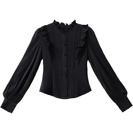 Pleating Bishop Sleeve Blouse