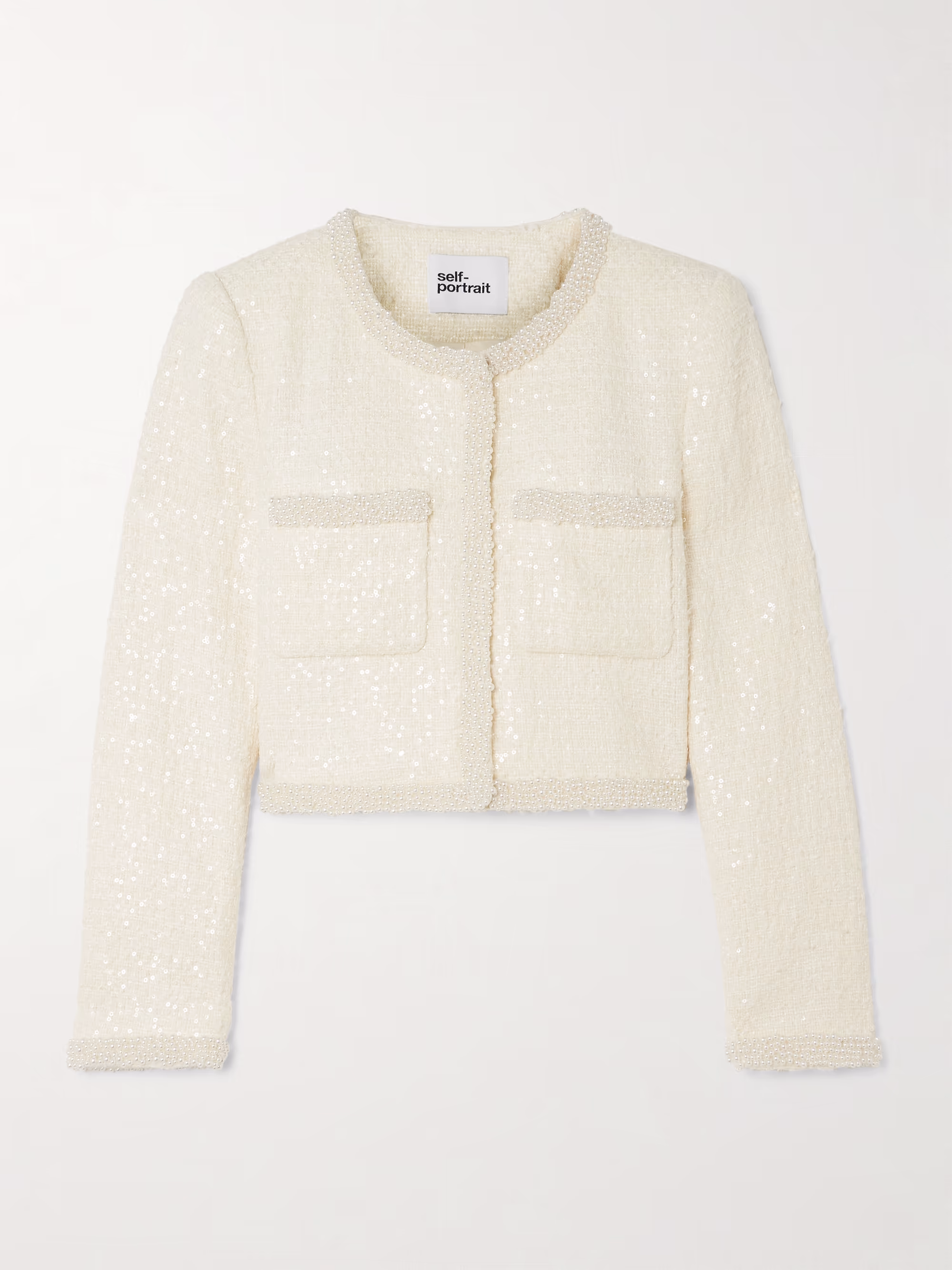 Cropped Embellished Sequined Jacket