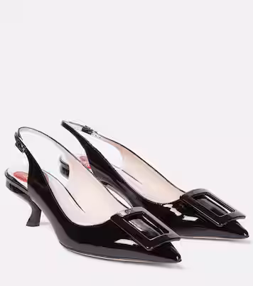 Virgule Leather Slingback Pumps