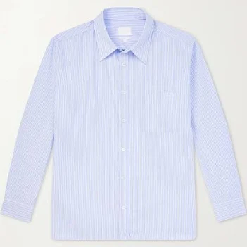 A.P.C. Malaury Logo-Embroidered Striped Cotton-Poplin Shirt - Men - Blue Casual Shirts - L