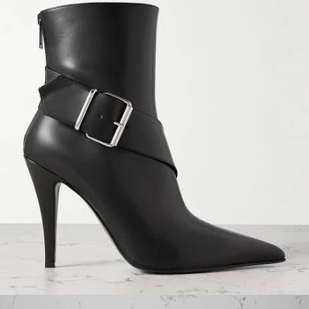 MCQUEEN Buckled Leather Ankle Boots - Women - Black Boots - EU 39