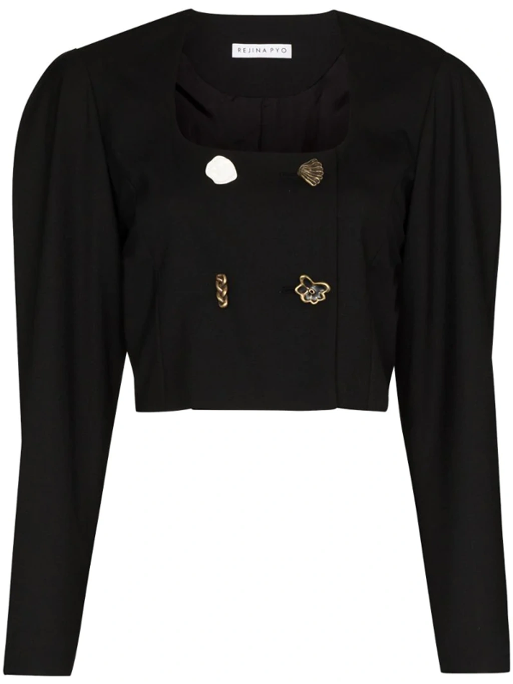 Nina Double-breasted Cropped Jacket In Black