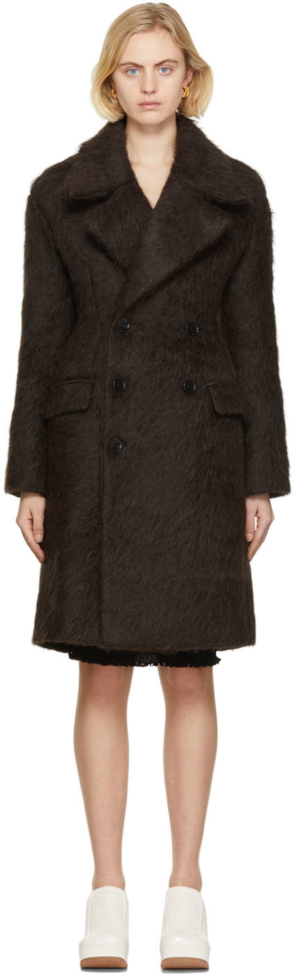 Brown Brushed Alpaca Coat