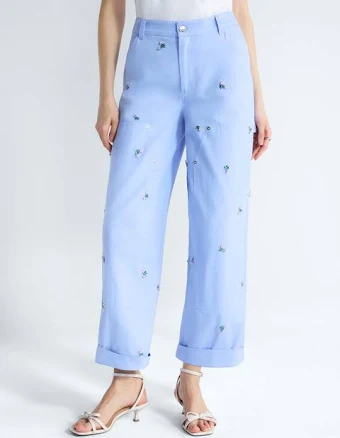 Free Assembly Women's Plus Embellished Cotton Carpenter Pants