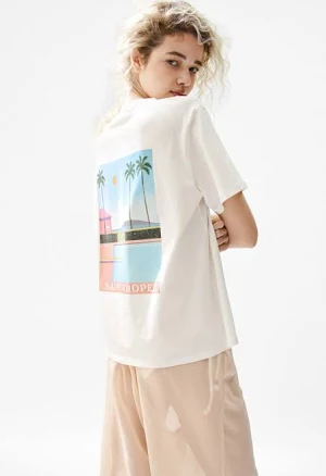 H&M Ladies Cotton T-Shirt with Palm Trees