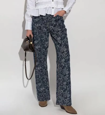 Ganni Women's Floral Print Straight Leg Jeans