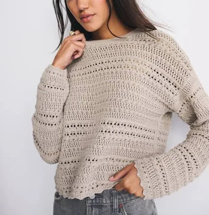 Abercrombie & Fitch Women's Textural Open-Stitch Crew Sweater