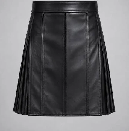 Men's Gothic Leather Pleated Kilt