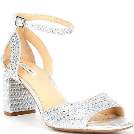 Alex Marie Ellise Rhinestone Embellished Ankle Strap Dress Sandals