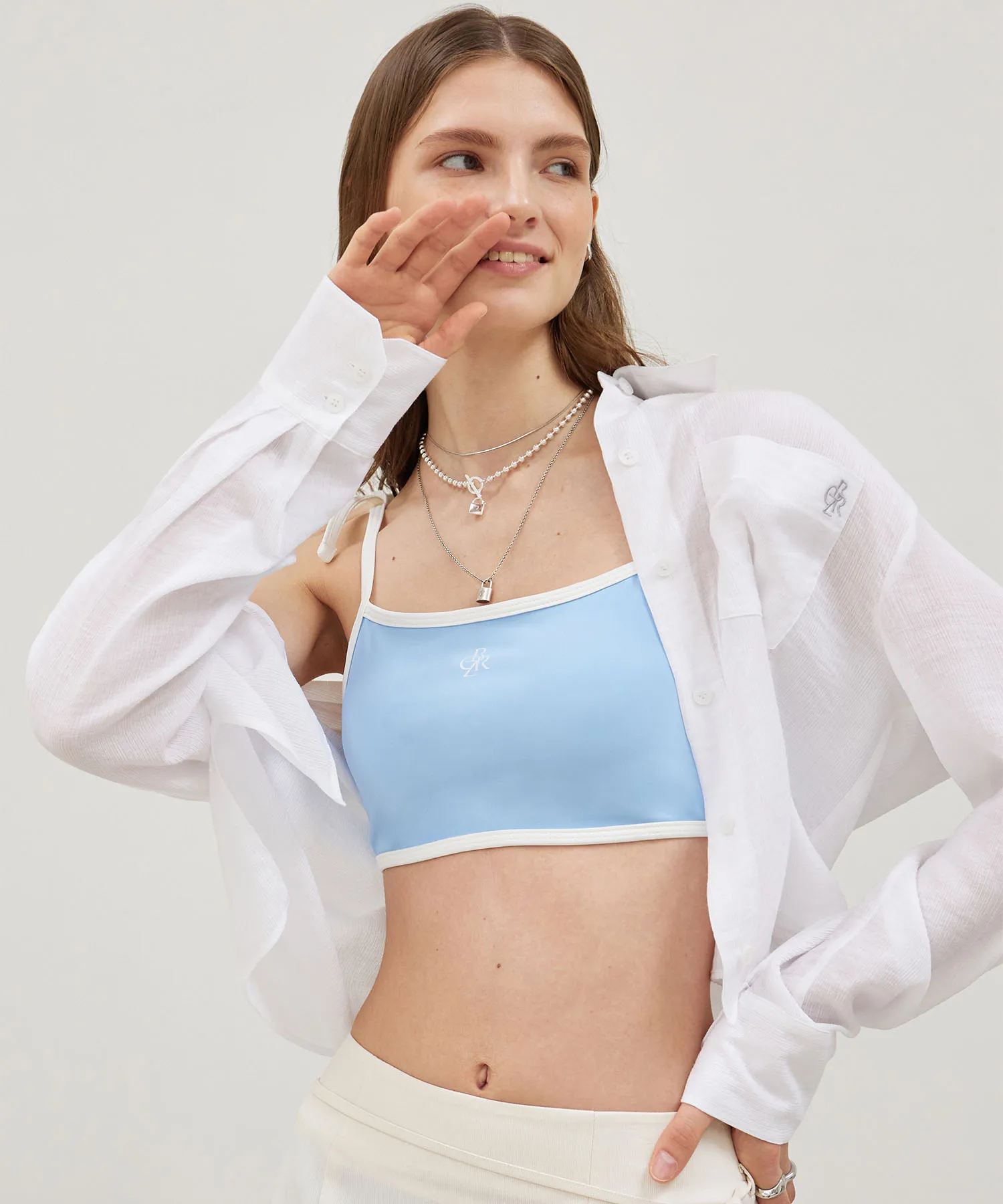 Two-Pocket Summer Crop Shirt_WHITE