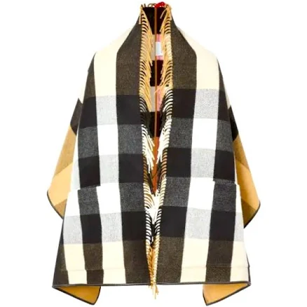 Burberry Women's Check Fringe Wool & Cashmere Cape