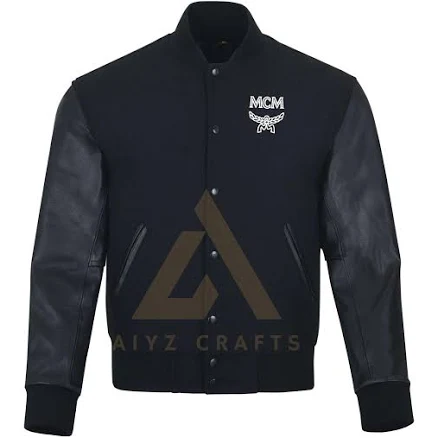 Lambskin Leather Varsity Jacket with Wool Body