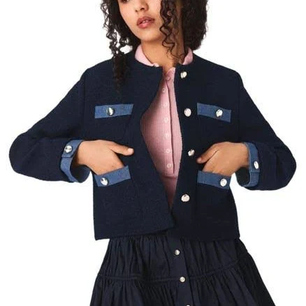 Maje Women's denim-trim Tweed Jacket