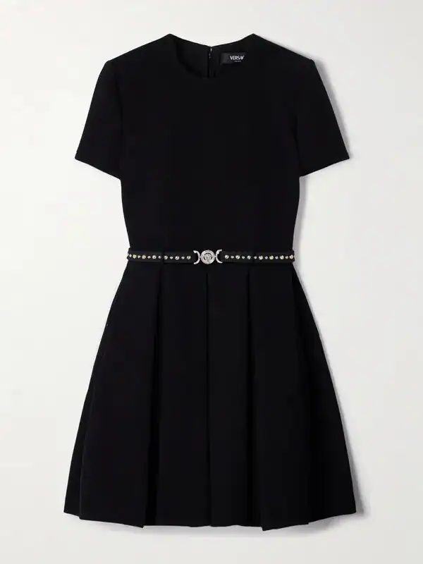 Belted Crepe Mini Dress