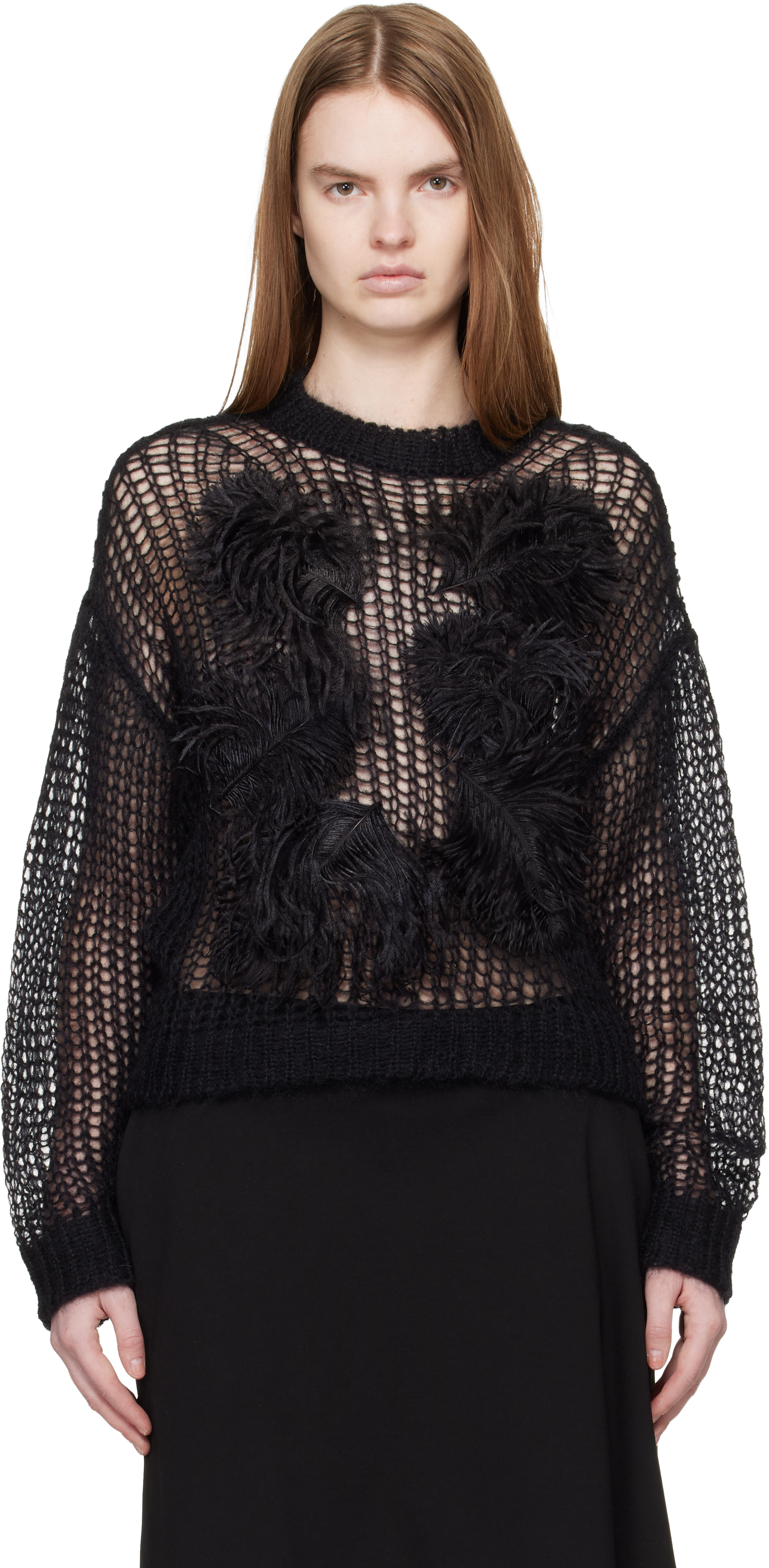 Black Light Mohair Feather Sweater