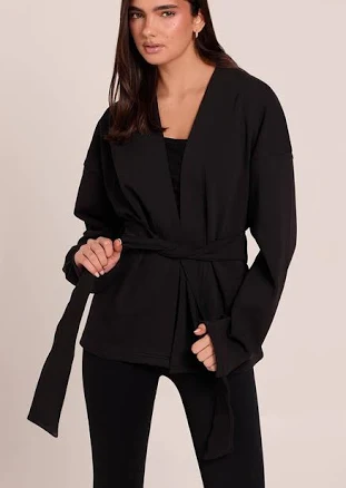 PrettyLittleThing Women's Interlock Tie Waist Yoga Jacket