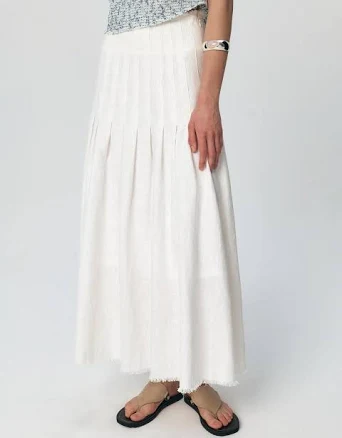 KUME Linen Pleated Long Skirt