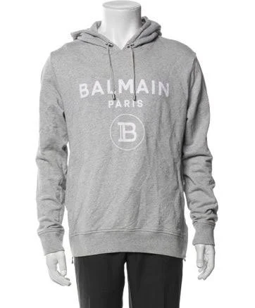 Balmain Graphic Print Denim Jacket in Grey, Men's L