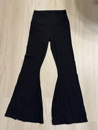 Offline By Aerie Real Me Xtra Flare Legging Black Split Wide Leg Hem