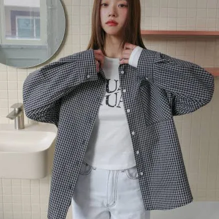 MUAHMUAH Loose-fit gingham check shirt