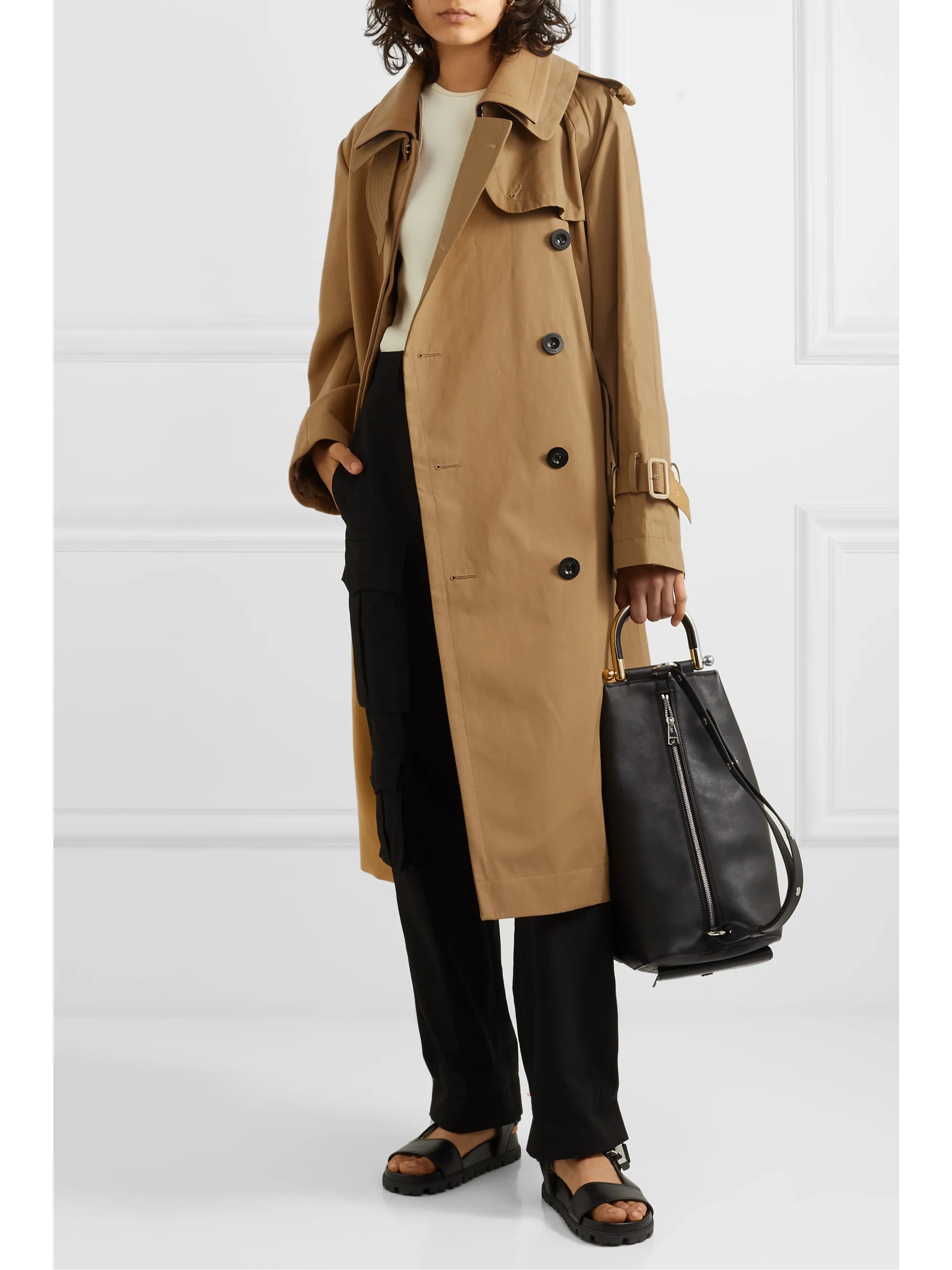 Layered-effect Belted Trench Coat