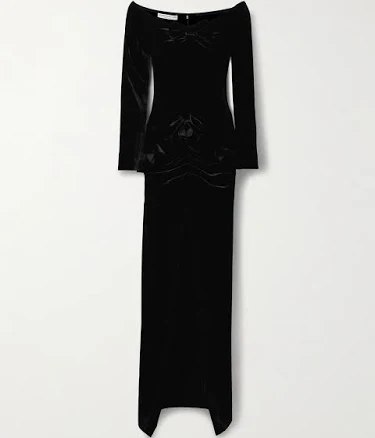 Alessandra Rich Off-the-shoulder Bow-detailed Velvet Gown Women