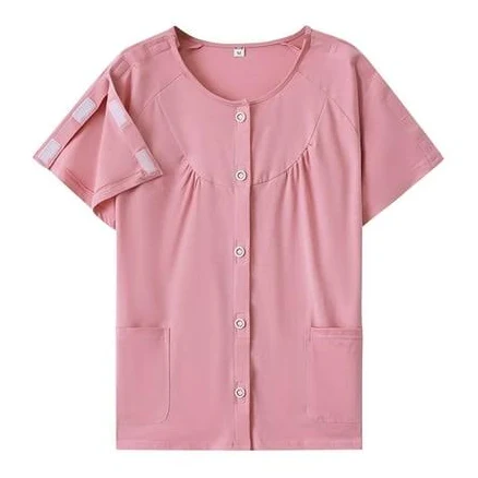Staron Women's Postoperative Care Fully Open Shoulder Short Sleeve Top with Pockets