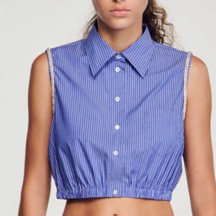 Sandro Women's Cropped Striped Shirt