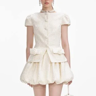 Self Portrait Boucle Bow Mini Dress