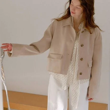 JOY GRYSON Eco-Suede Semi-Overfit Bomber Jacket