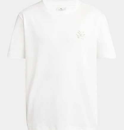 Etro Men's Chest Logo Graphic Crewneck T-Shirt, Print On White Base, Men's, M, Shirts Tops Logo & Graphic T-Shirts Tees