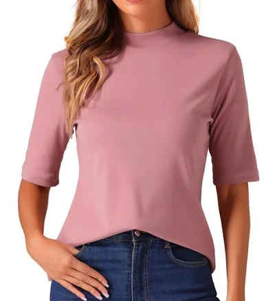 Daring Diva Women's Half Sleeve Mock Turtleneck