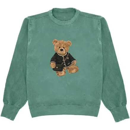 GREEN TEDDY BEAR CREWNECK SWEATSHIRT