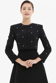 Crepe Pearl Crop Jacket 0 (XS)