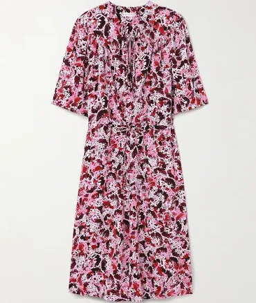 Dries Van Noten Women's Daffie Orchid Petal Print Midi Dress