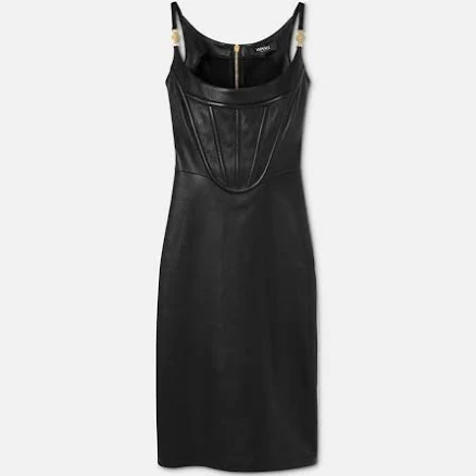 Versace Leather Corset Midi Dress