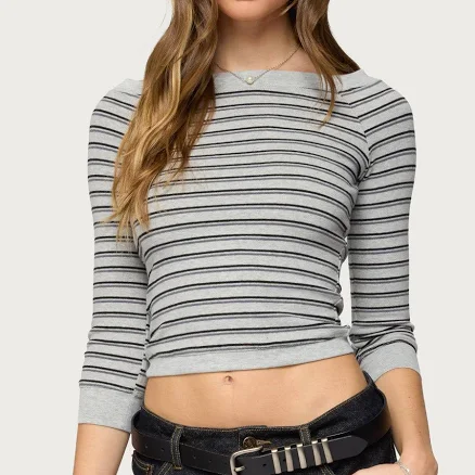 Edikted Women's Imelde Striped Boat Neck Top