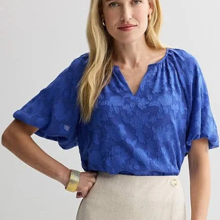 Women's Nine West Balloon Sleeve Pop Over Top, Size: Small, Nicole Blue
