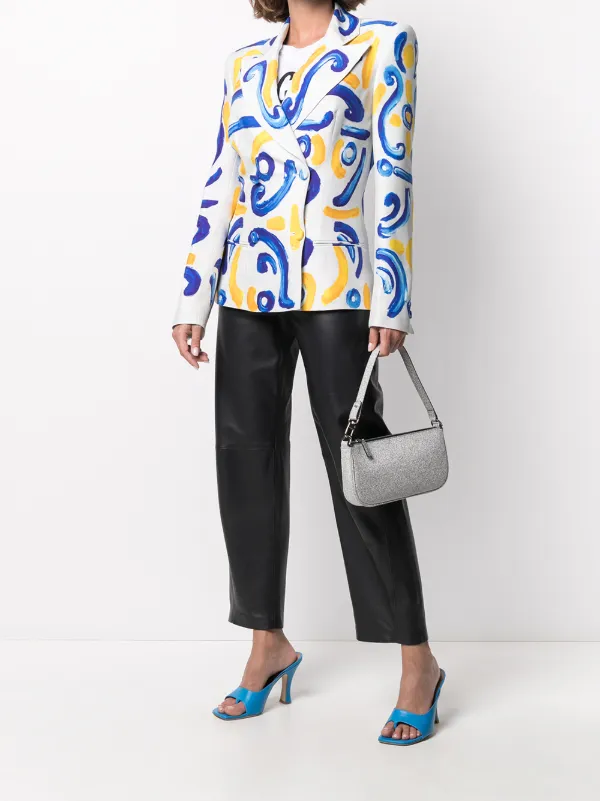 Double-breasted Tile-print Blazer